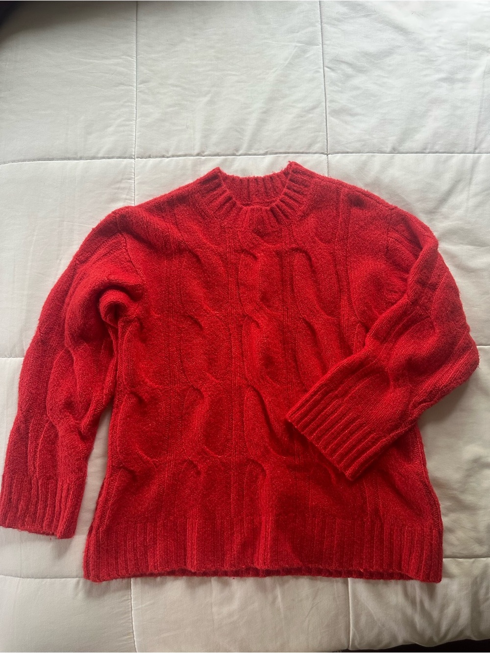 American Eagle Red Cable Knit Crewneck Sweater - Women XS